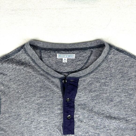 Wallace & Barnes Blue Striped Long‎ Sleeve Henley Shirt Men’s M - Picture 3 of 10